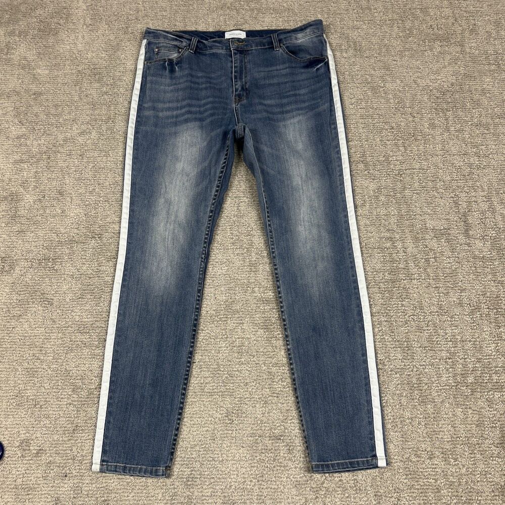 Ovadia & Sons Jeans Men's 38 Skinny Fit Blue Japanese Denim Stripe Detail